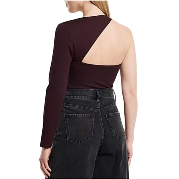 Express Women’s Dark Maroon One Sleeve Bodysuit Size Small - Picture 3 of 9